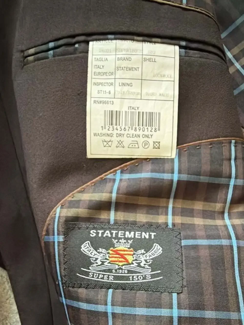 STATEMENT Brown Blazer Sport Coat with Velvet Collar and Plaid Lining
